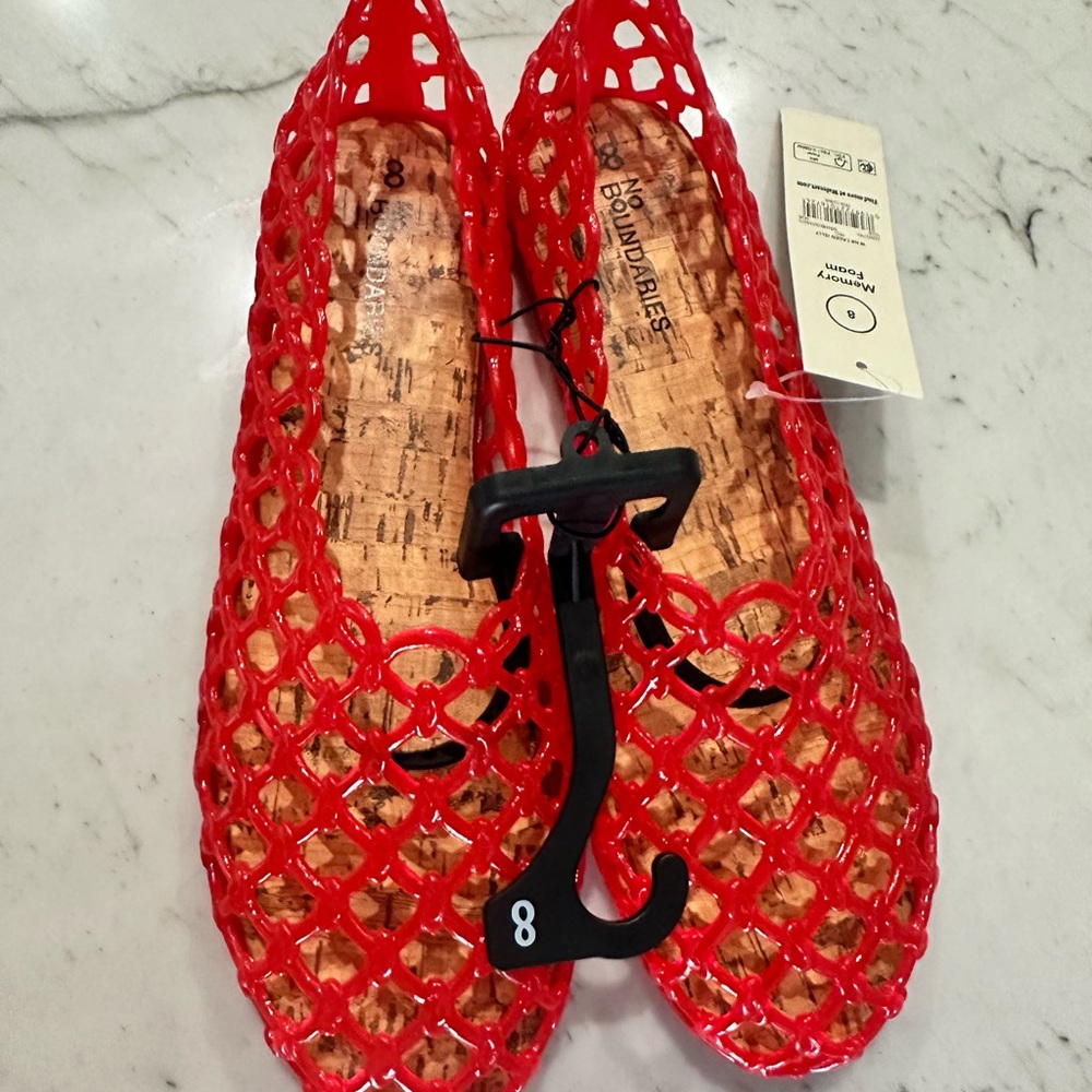 No Boundaries Red Women's Jelly Lattice Flats